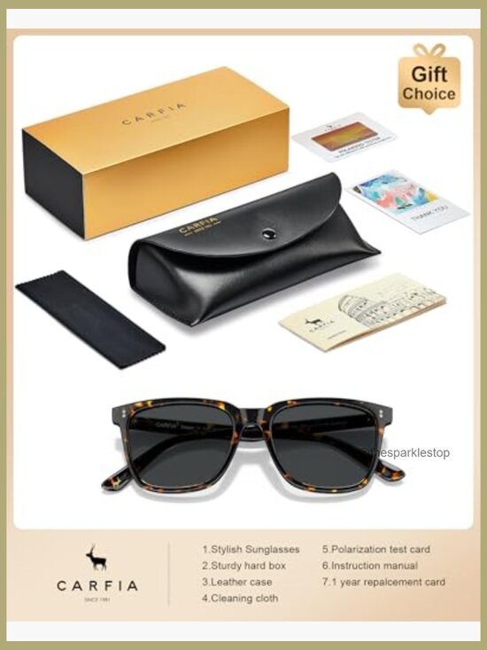 Polarized Acetate Sunglasses - UV400 Protection Square Retro display picture 2